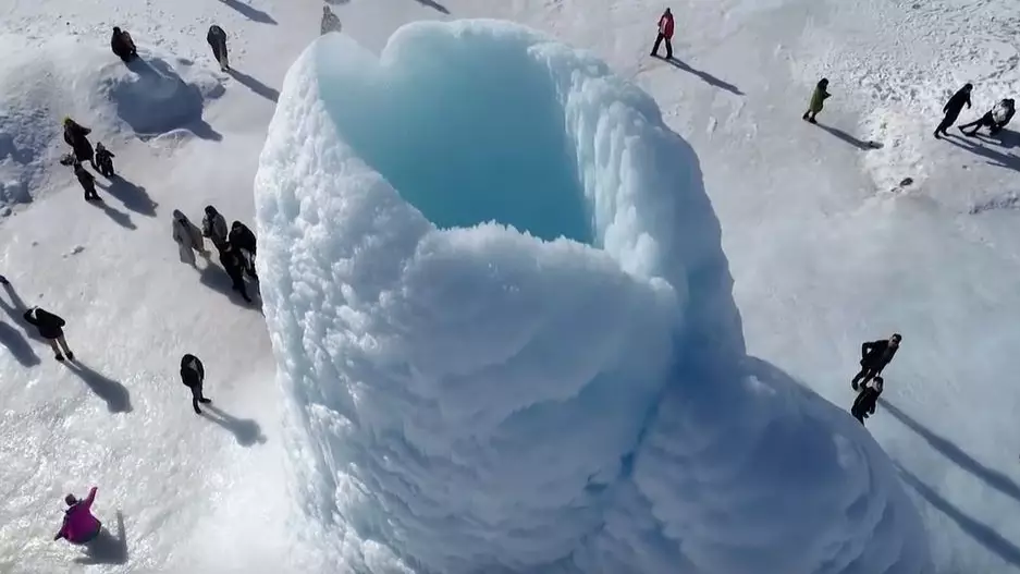 Incredible 'Ice Volcano' Stands 45 Feet Tall Forms In Kazakhstan