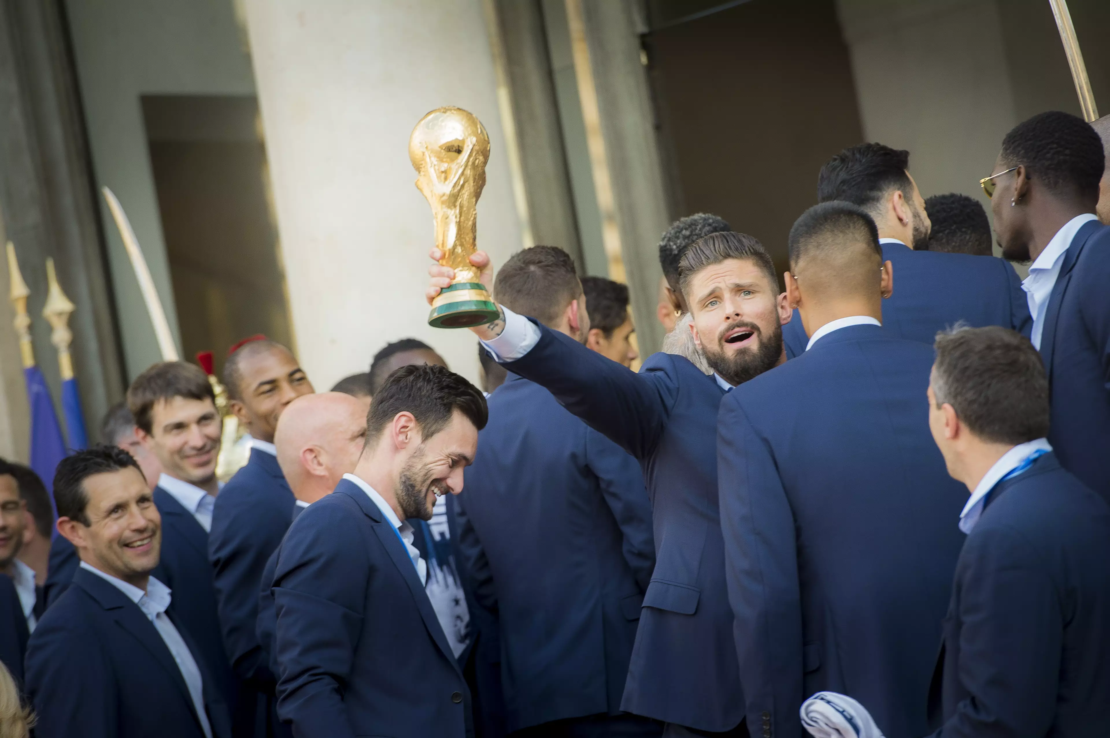 Giroud raises the World Cup. Image: PA