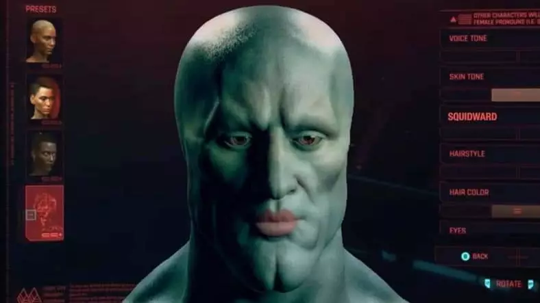 Cyberpunk 2077 Gamer Has Created Handsome Squidward Character