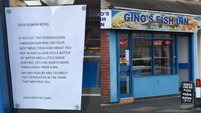 Chippy Owner Leaves Touching Note To Homeless Man Routing Through Bins