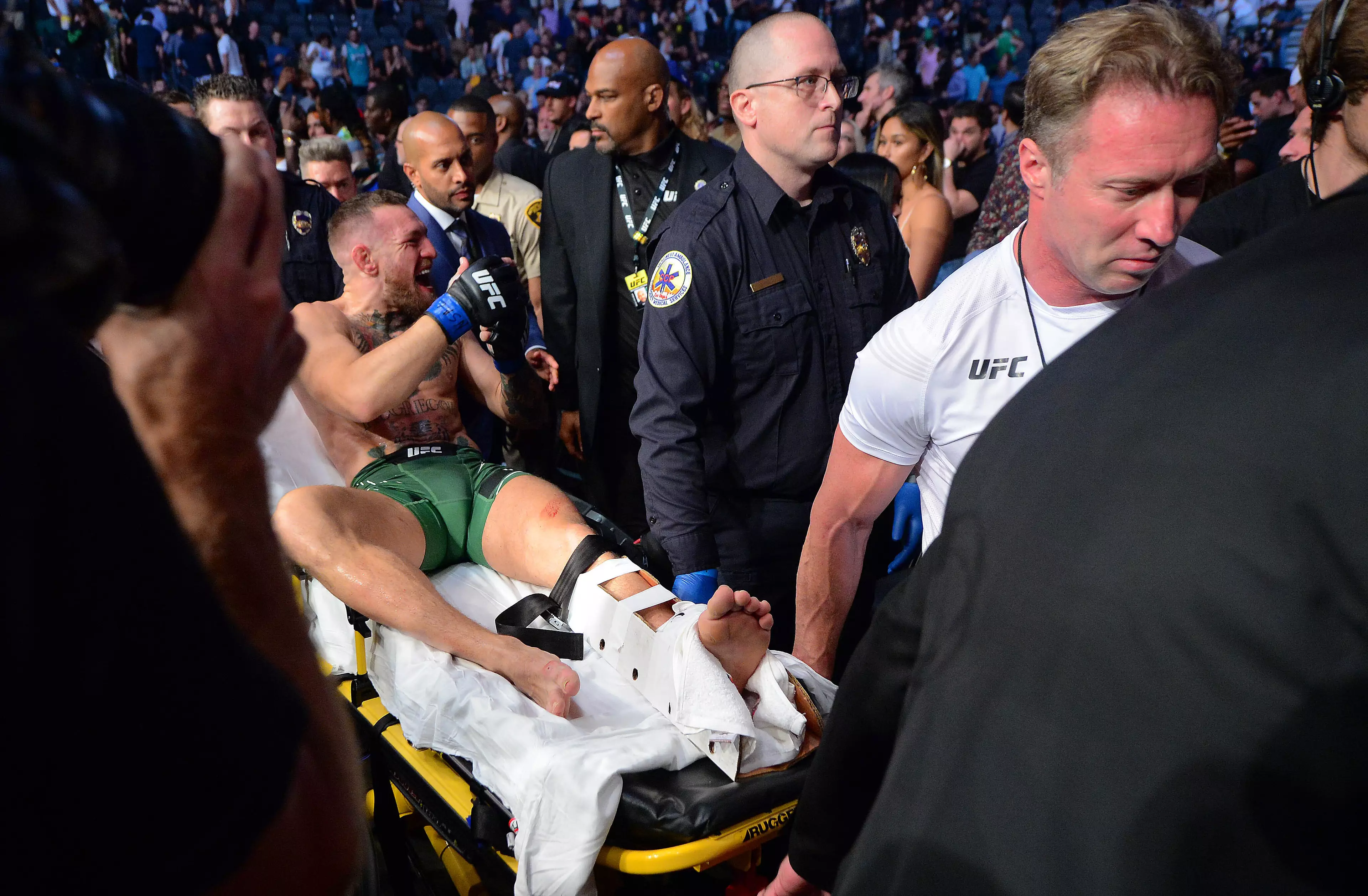 McGregor's recent injury hasn't stopped him continuing his feud with Poirier. Image: PA Images