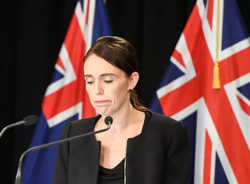 New Zealand Prime Minister Jacinda Ardern reacts during a briefing in Wellington, capital of New Zealand, on March 16, 2019.
