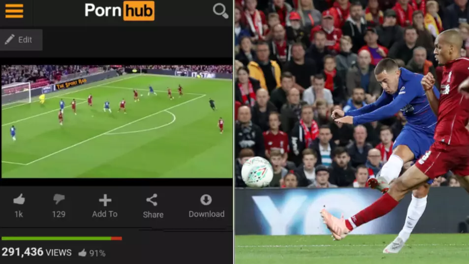 Eden Hazard's Goal Against Liverpool Has Been Uploaded To PornHub 
