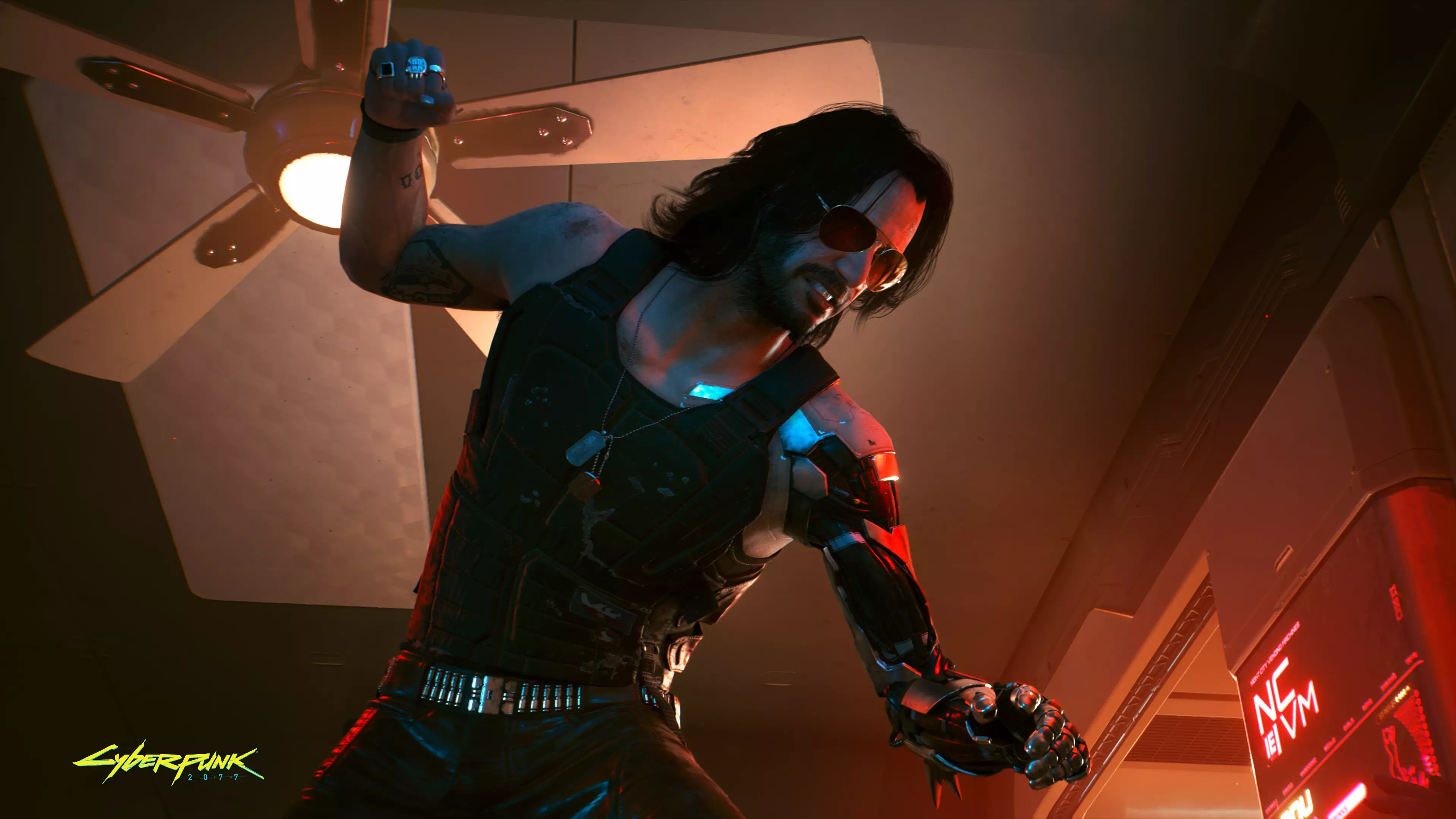 Keanu Reeves gets into the role of Johnny Silverhand (