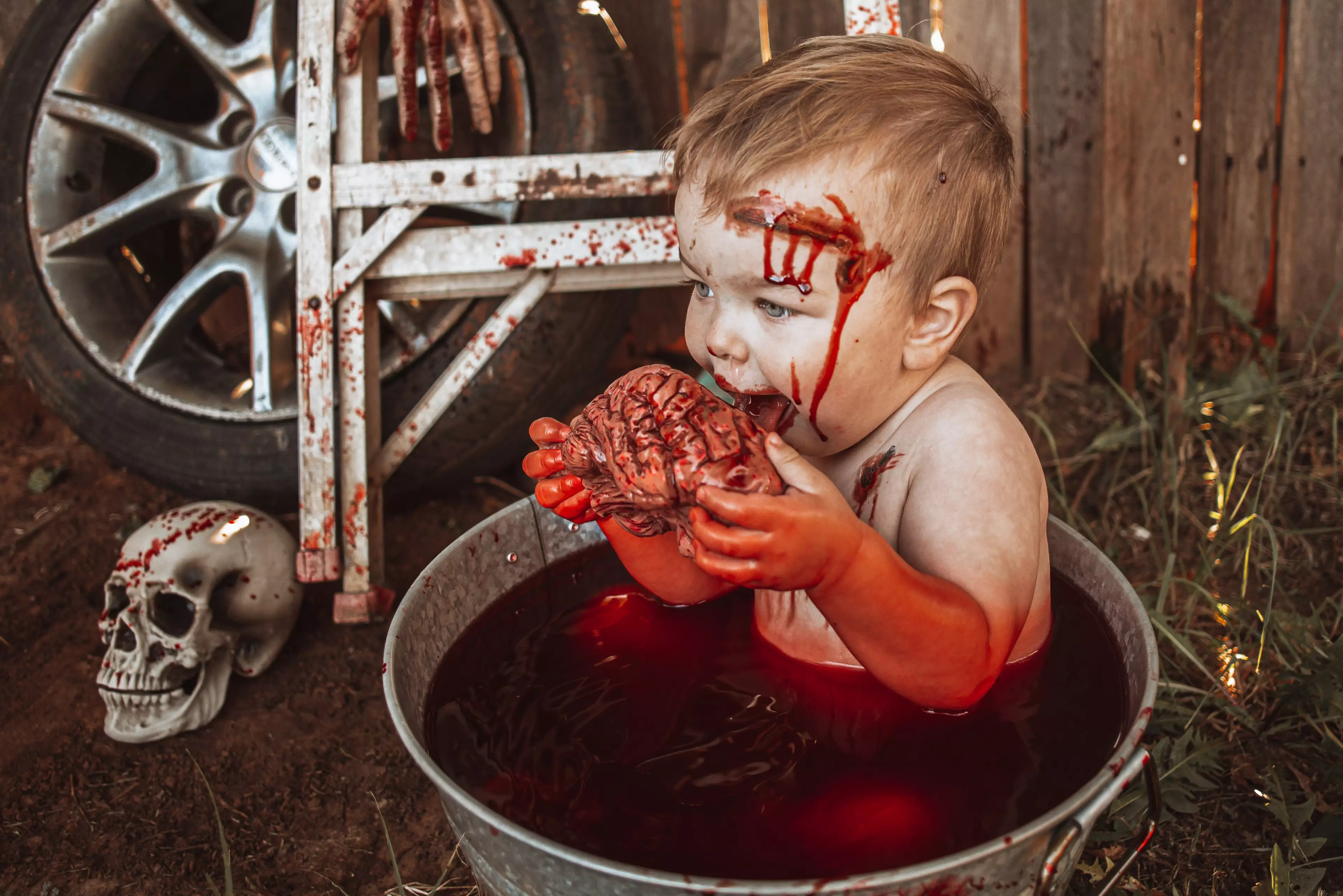 The gory zombie-themed photos divided people (