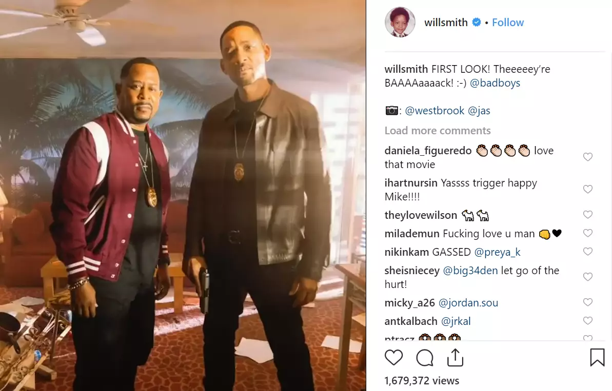 Smith shared a first look of him and Lawrence back as the Bad Boys.