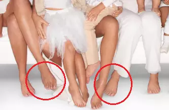 Fans believe Khloe's foot (left) has been edited onto Kylie's legs (right). (