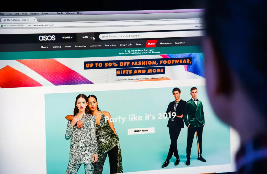 Someone browsing on the Asos website.