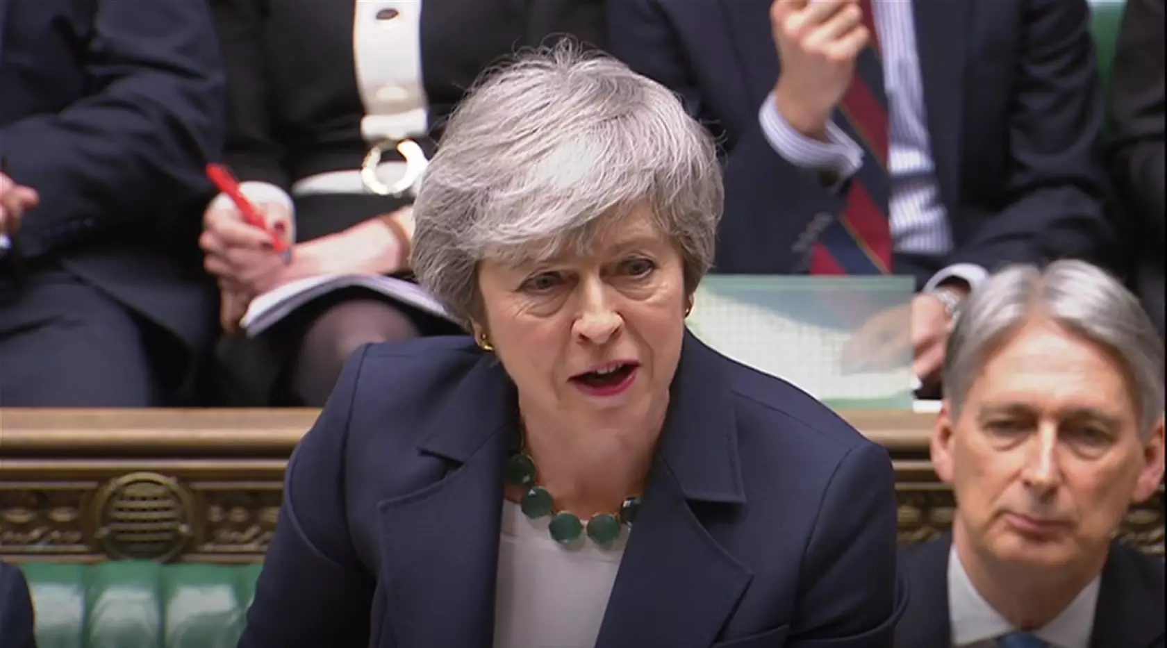 Theresa May speaks to the House of Commons.