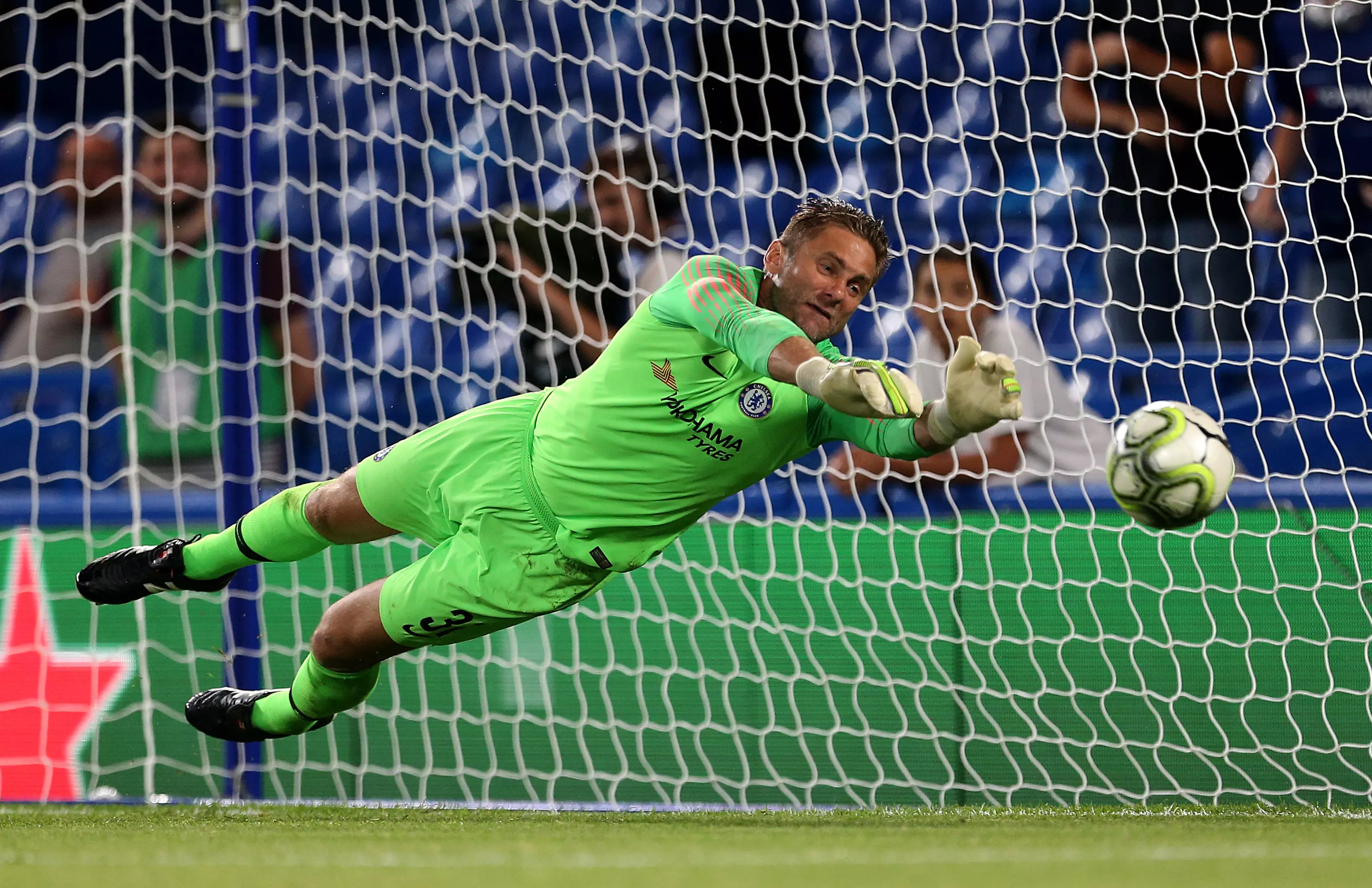 Rob Green saves a penalty. Image: PA Images
