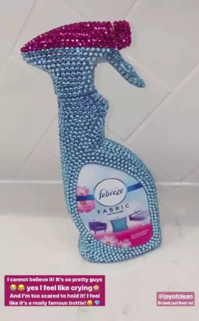Essex's Queen of Clean Mrs Hinch followed in Khloe's footsteps with a bedazzled bottle of Febreeze (