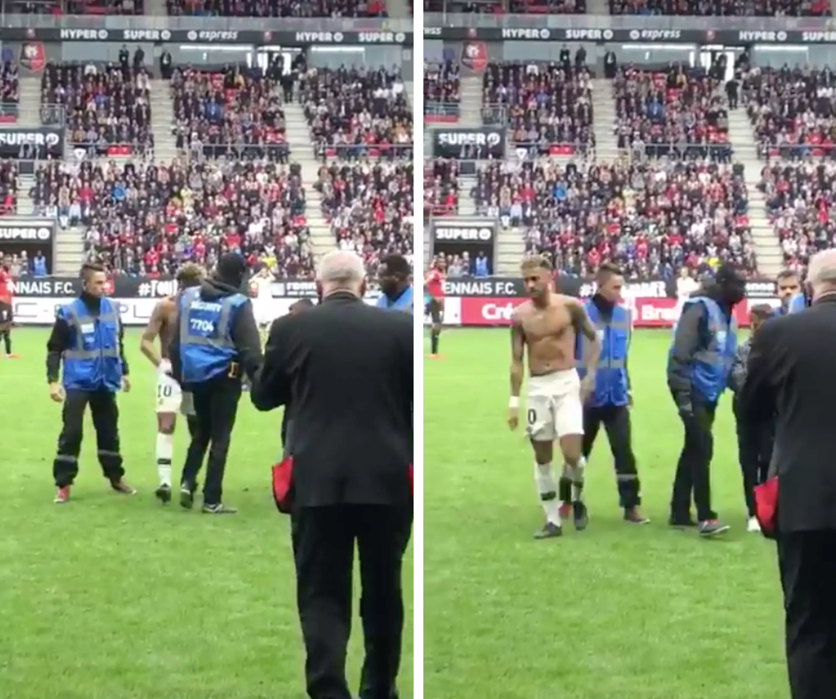 Neymar Comforts Teary Eyed Pitch Invader And Gives Him His Shirt