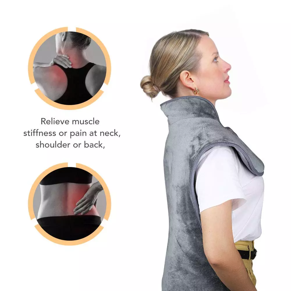 The heating pad also helps with neck, shoulder and back pain (
