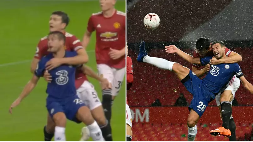 Harry Maguire Puts Cesar Azpilicueta In A 'Headlock' As Chelsea Denied Penalty At Manchester United