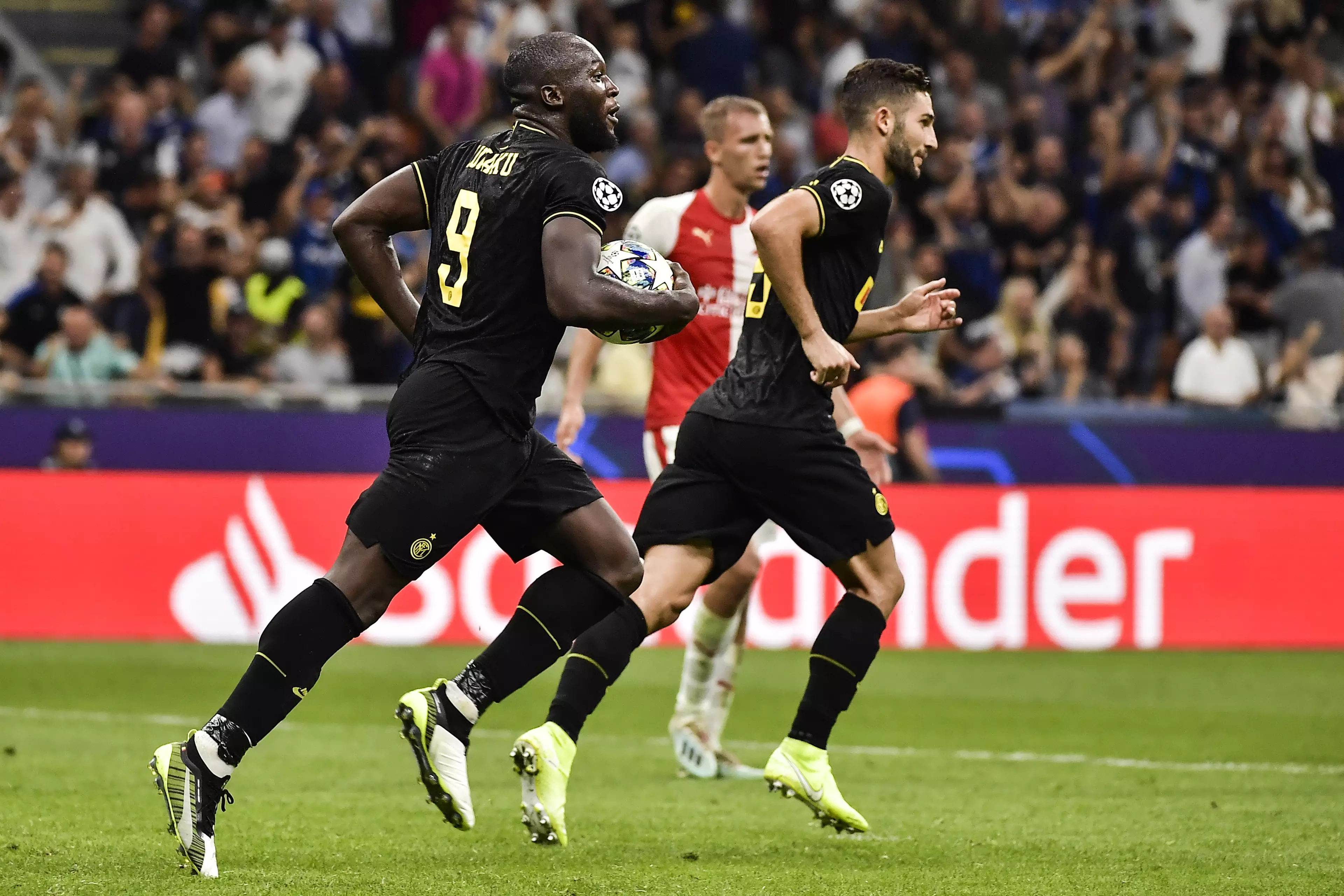 Lukaku grabs the ball after Inter's late equaliser. Image: PA Images