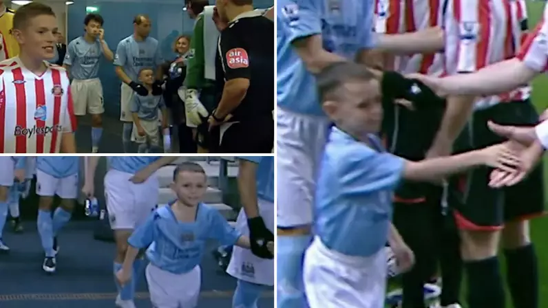 Footage Of A Seven-Year-Old Phil Foden Walking Out At The Etihad Stadium As Manchester City Mascot Is Brilliant