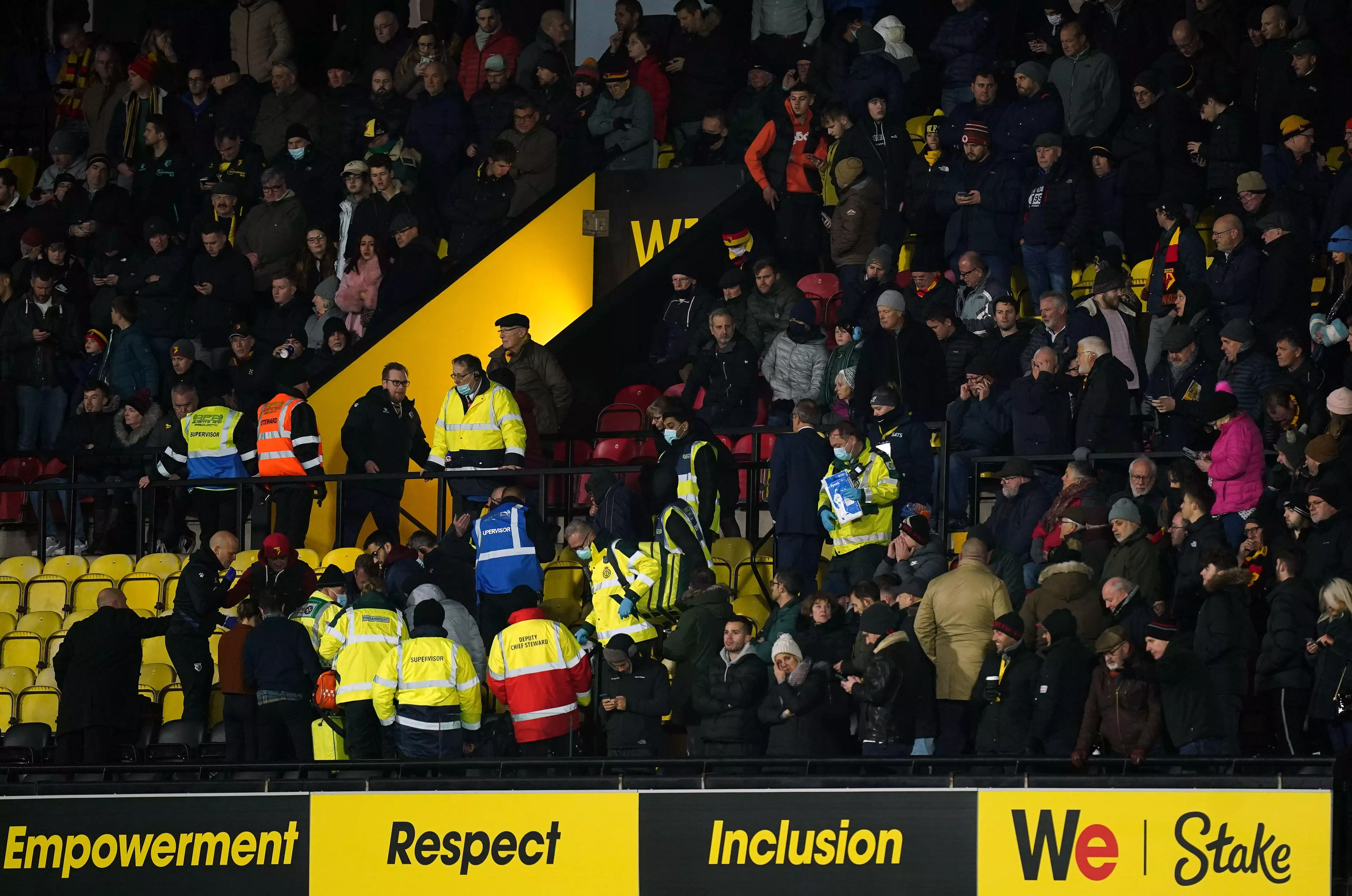 A fan fell ill during tonight's match between Watford and Chelsea.
