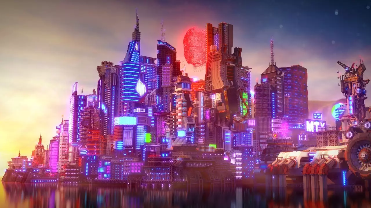 Minecraft's Stunning Cyberpunk City