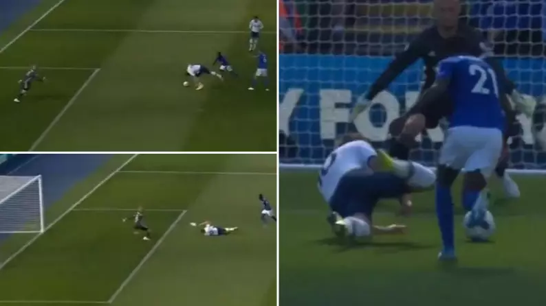 Harry Kane Scores Against Leicester While Lying Down On The Floor