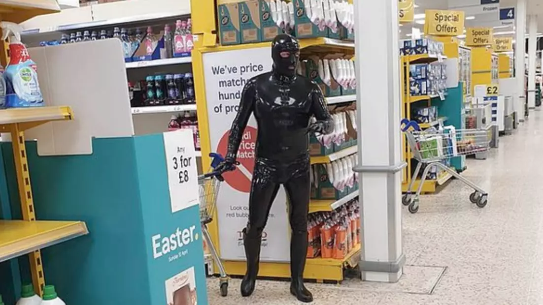 'Gimp Man Of Essex' Goes Shopping In Latex To Raise Money For Charity