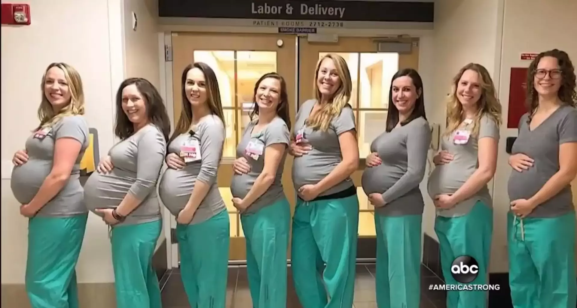 Eight of the nine expectant nurses.