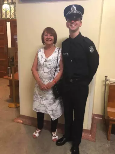 Constable Josh Prestney and his grandmother Eliza Anderson.