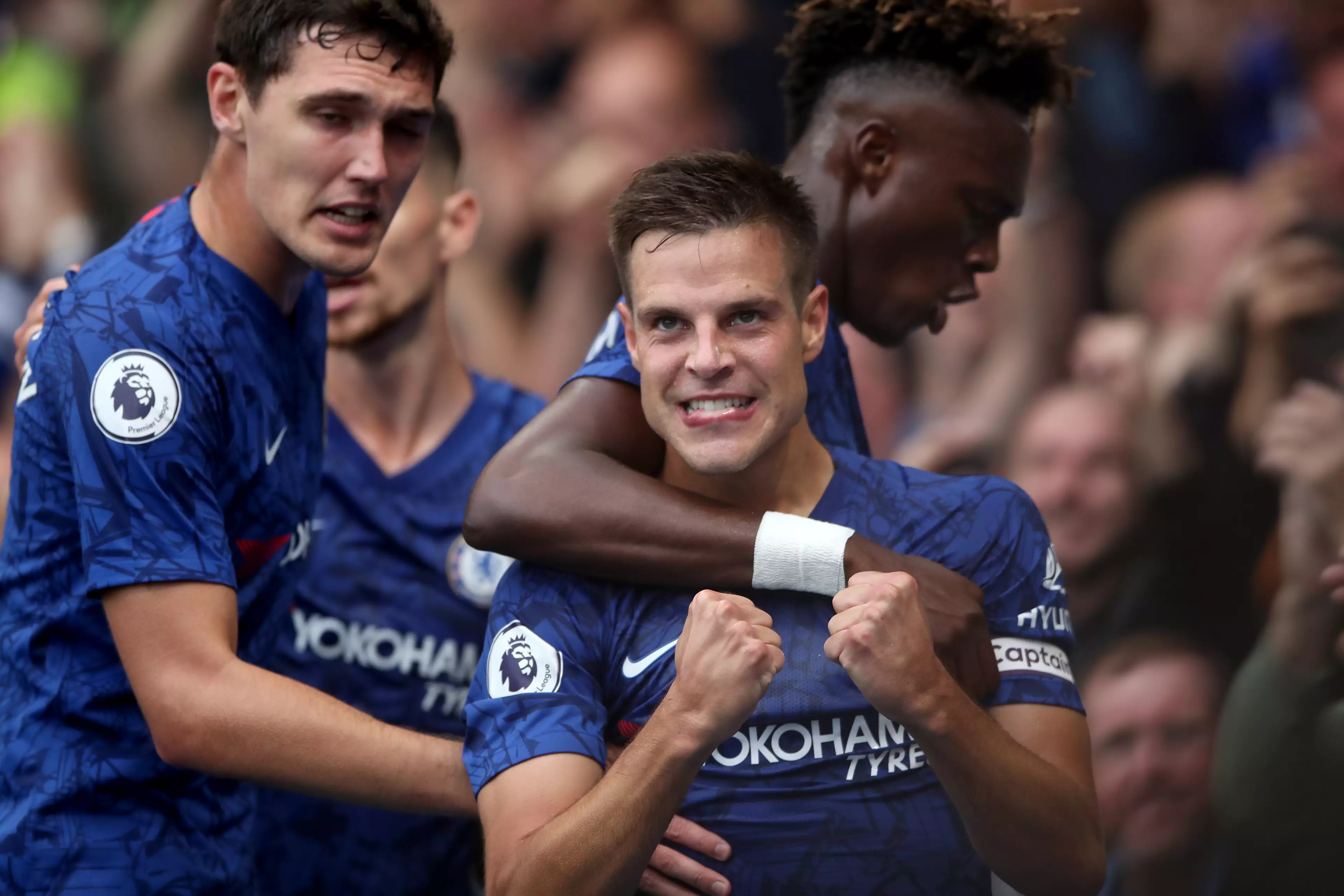 Azpilicueta celebrates his goal which was eventually ruled out by VAR (Image