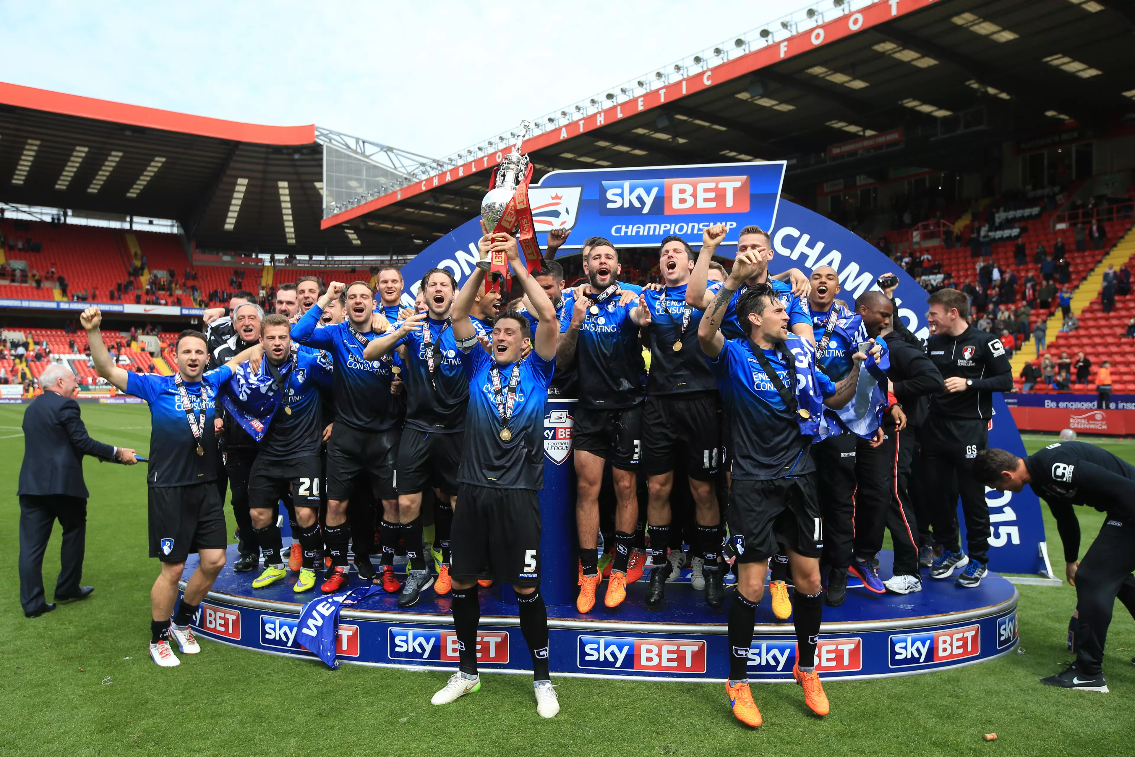 Bournemouth celebrate winning the Championship. Image: PA Images