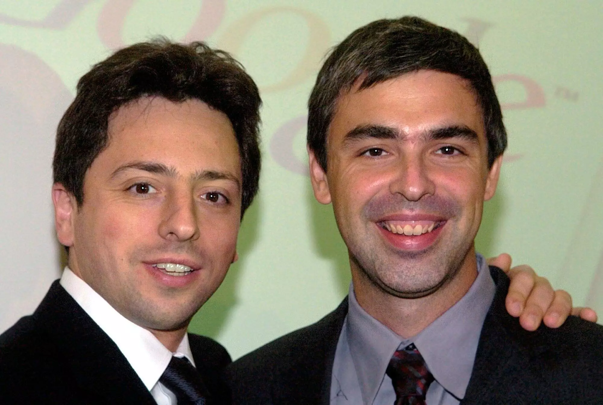 Larry Page and Sergey Brin, founders of the internet search engine 'Google'.