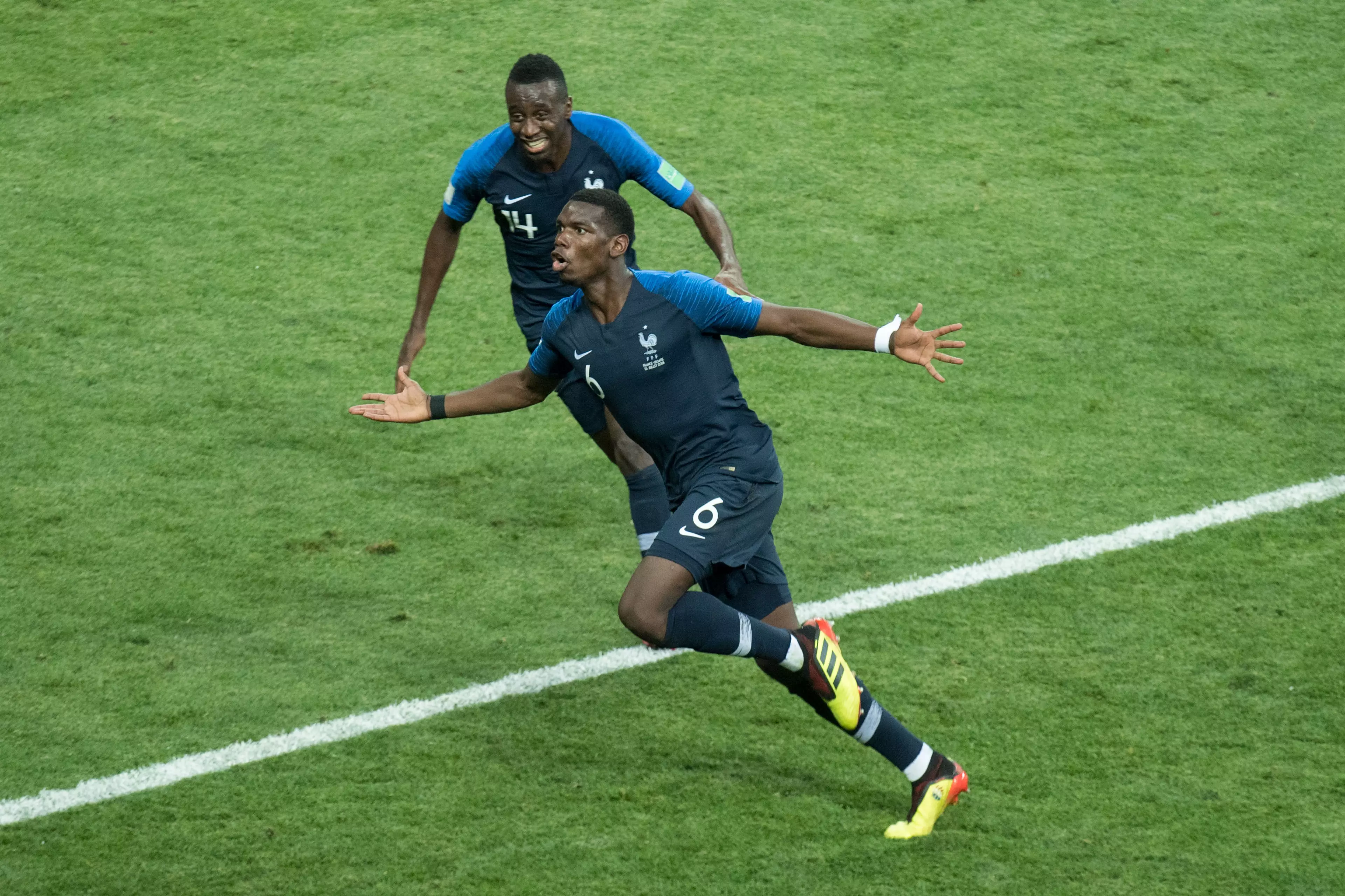 Pogba celebrating his goal in the final. Image: PA Images