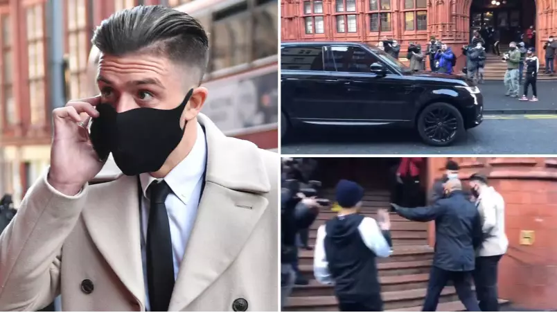 Jack Grealish Dummies His Way Past Reporters With A 'Car Distraction' As He Arrives At Court On Foot
