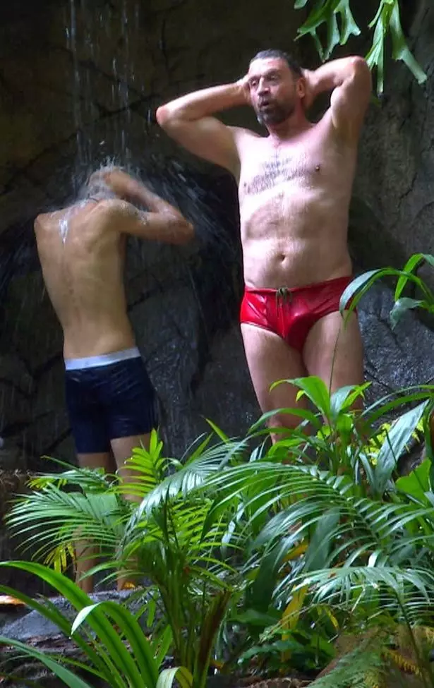 Nick Knowles was spotted with a snake in his trunks while he showered in the I'm A Celeb jungle.