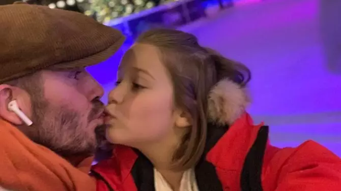 David Beckham Sparks Debate After Posting Snap Kissing Harper On The Lips