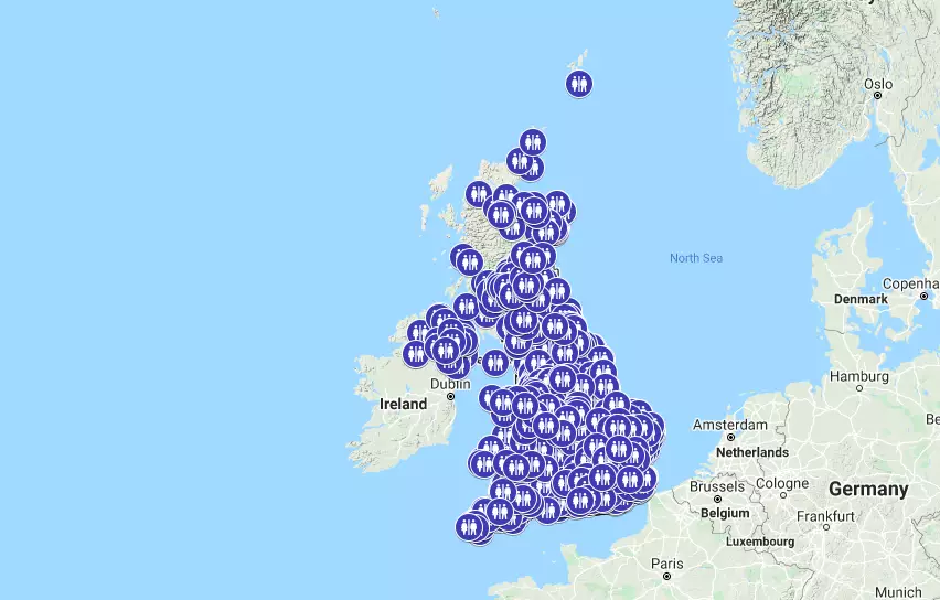 The interactive map features public toilets across the UK (
