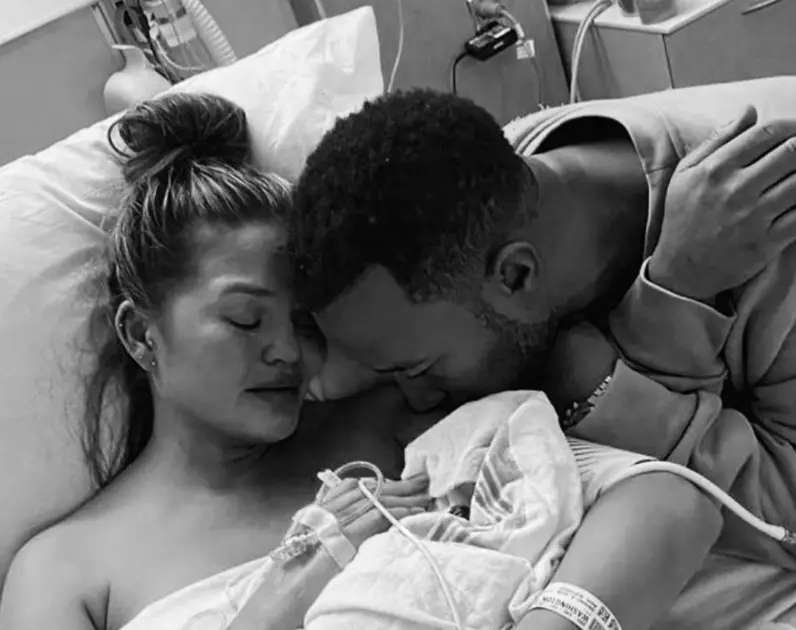 Following her loss, Chrissy posted a series of images from the hospital (