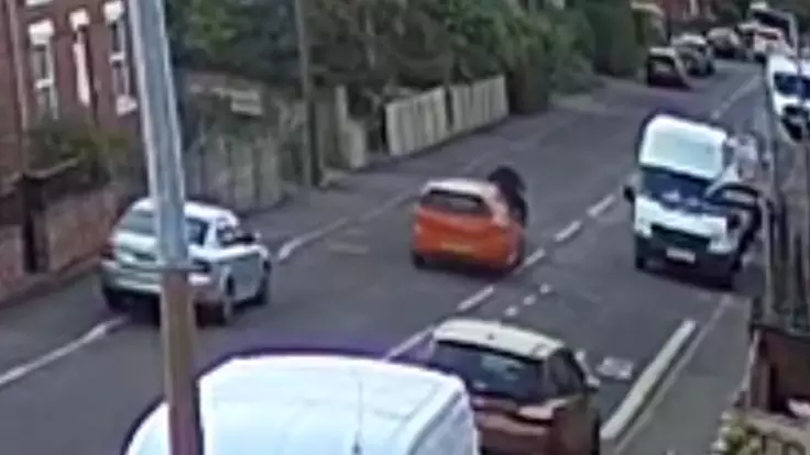 CCTV Shows Biker Who Had Been On Crime Spree Rammed Into Van