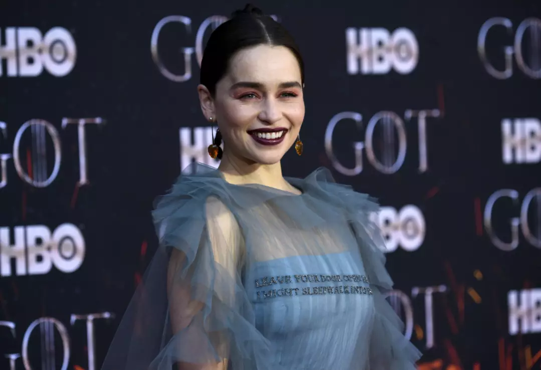 Emilia Clarke at the Game of Thrones season eight premiere on Wednesday.