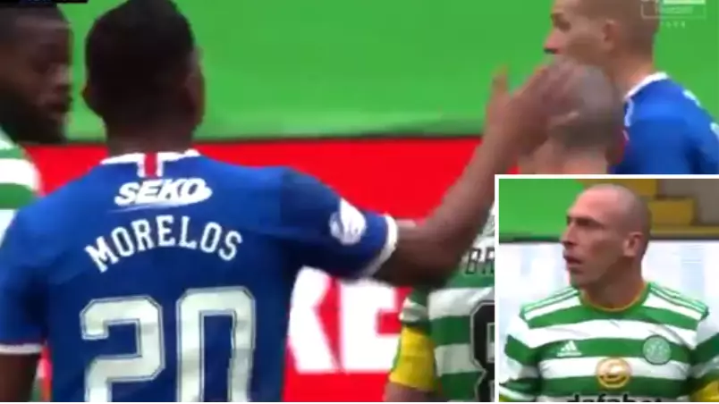 Alfredo Morelos Slaps Scott Brown On The Back Of The Head During Old Firm Derby 