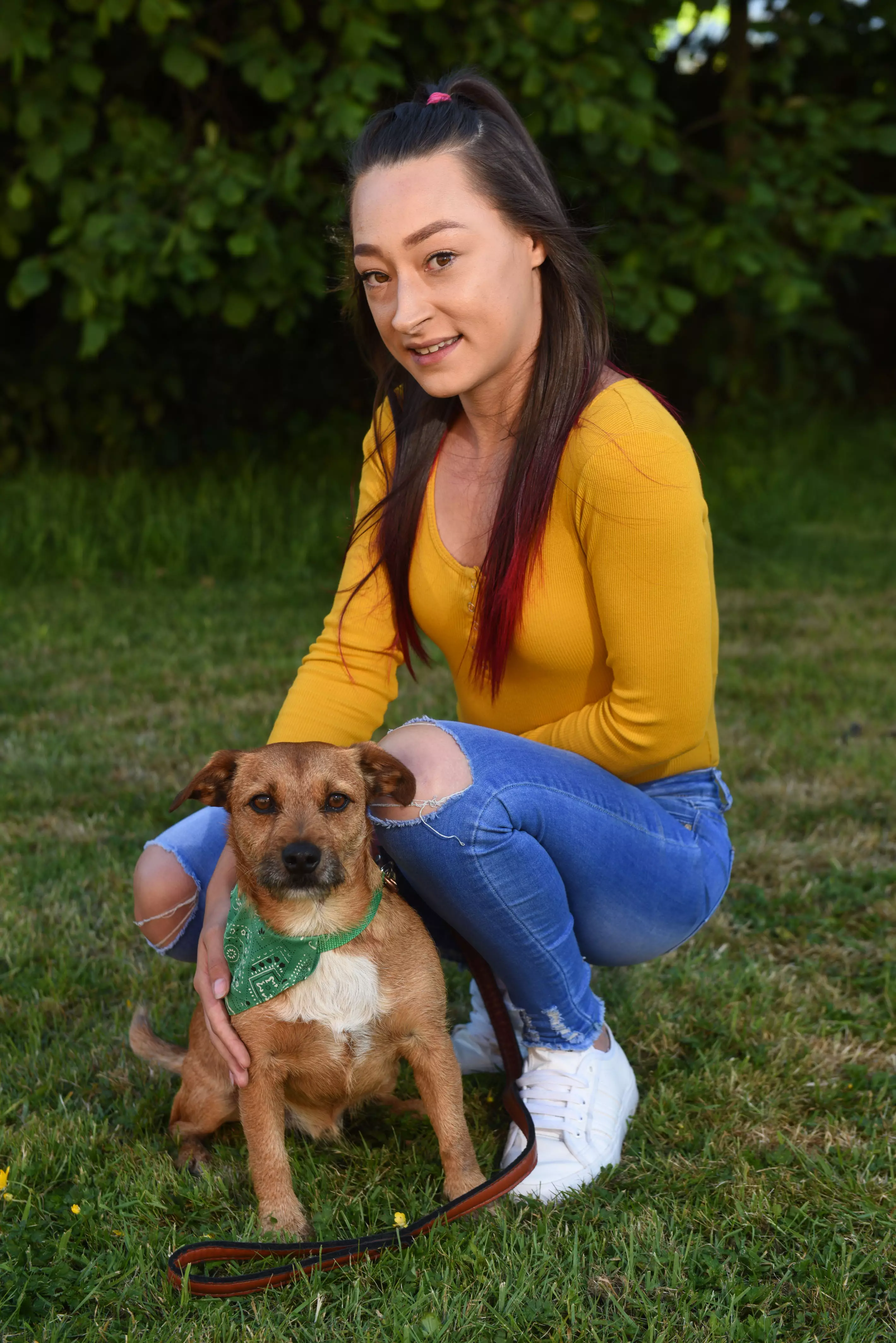 Jemma Hammerton, 22, from Willenhall, West Mids pictured with her five-year-old Jack Russell cross, Marley (