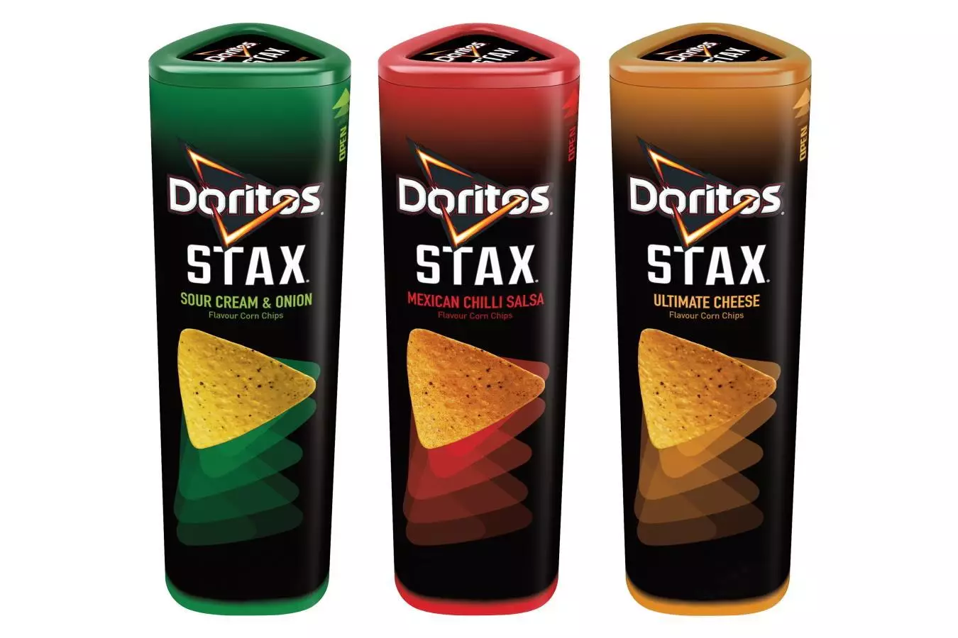 The 170g cans of stackable Doritos come in three mouth-watering sounding flavours and retail for £2.50 each (