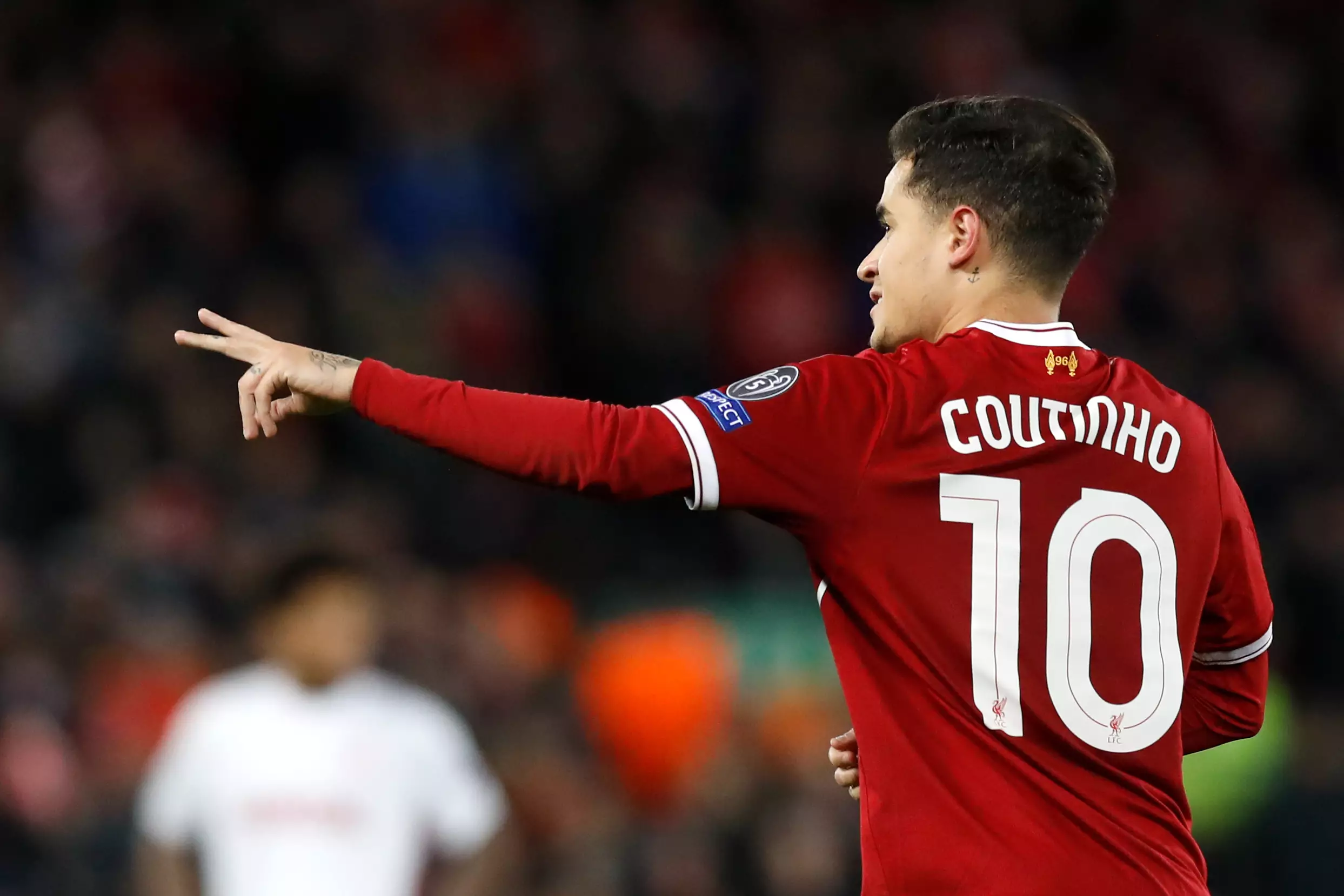 Coutinho celebrates scoring a goal in the Champions League for Liverpool. Image: PA