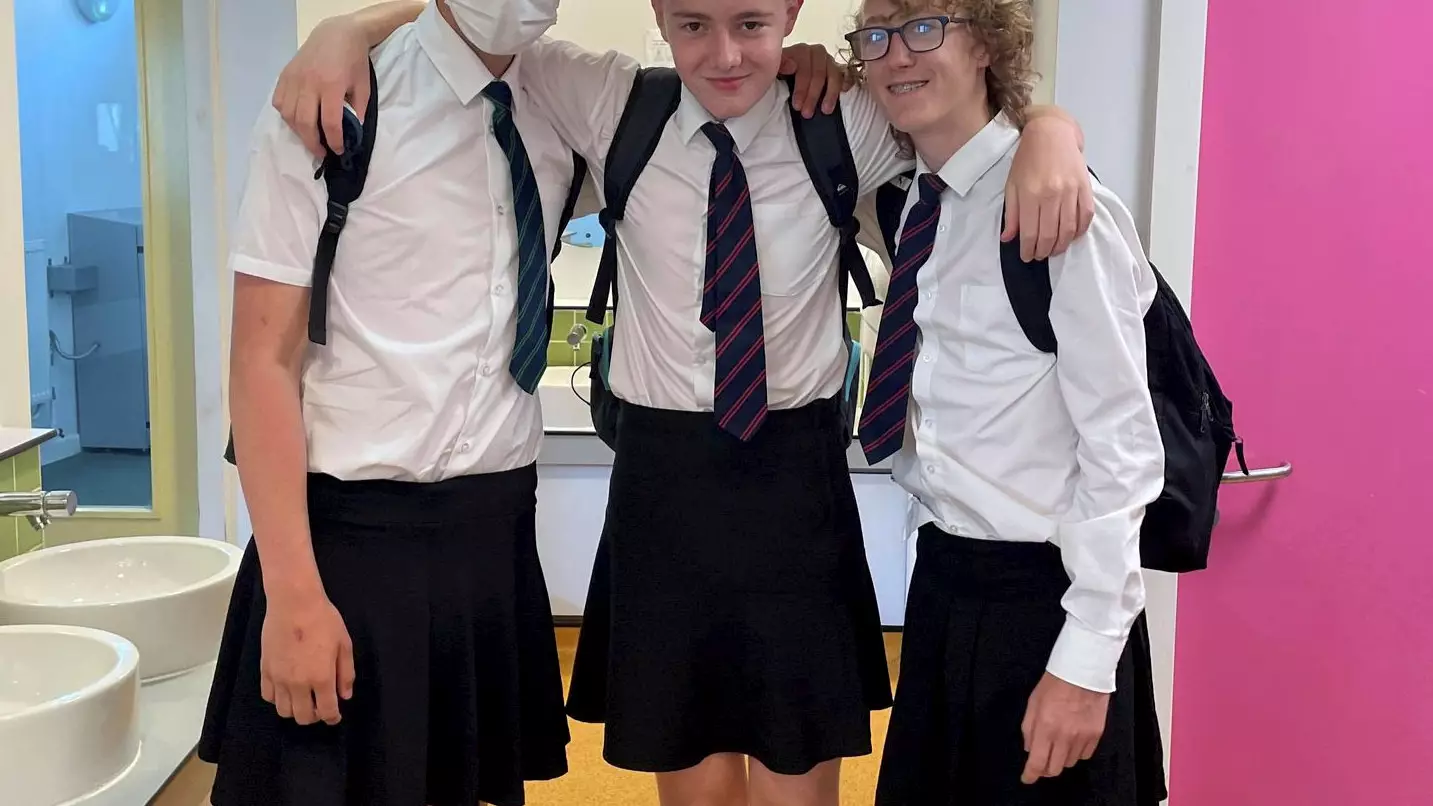 Schoolboys Wear Skirts To School To Protest 'No Shorts' Rule 
