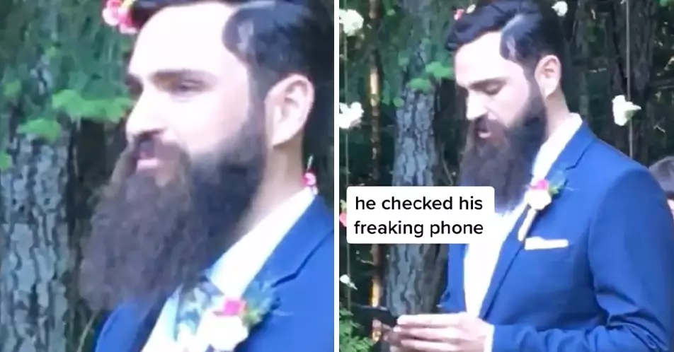 Groom Sparks Debate After Checking His Phone As Wife Walks Down Aisle