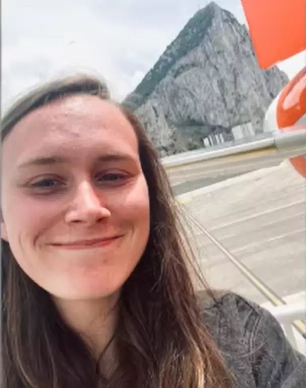 At least she managed to get a selfie with the Rock of Gibraltar.