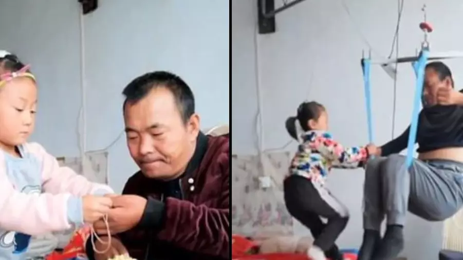 Girl, 6, Takes Care Of Paralysed Father Every Day After Mother Abandoned Them 