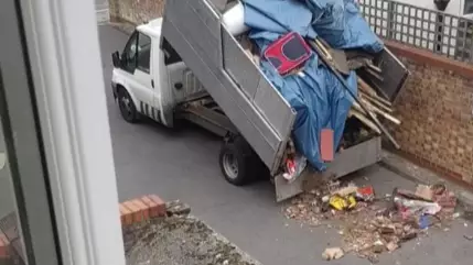 Fly-Tipper Empties Van Of Rubbish In Road In Front Of Stunned Residents
