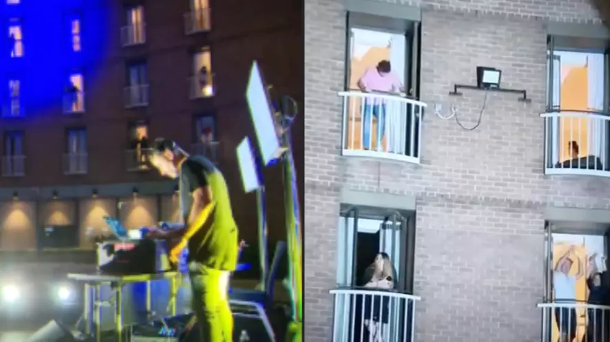 DJ Plays Set In Hotel Forecourt To Give Residents A Party On Their Final Night Of Lockdown
