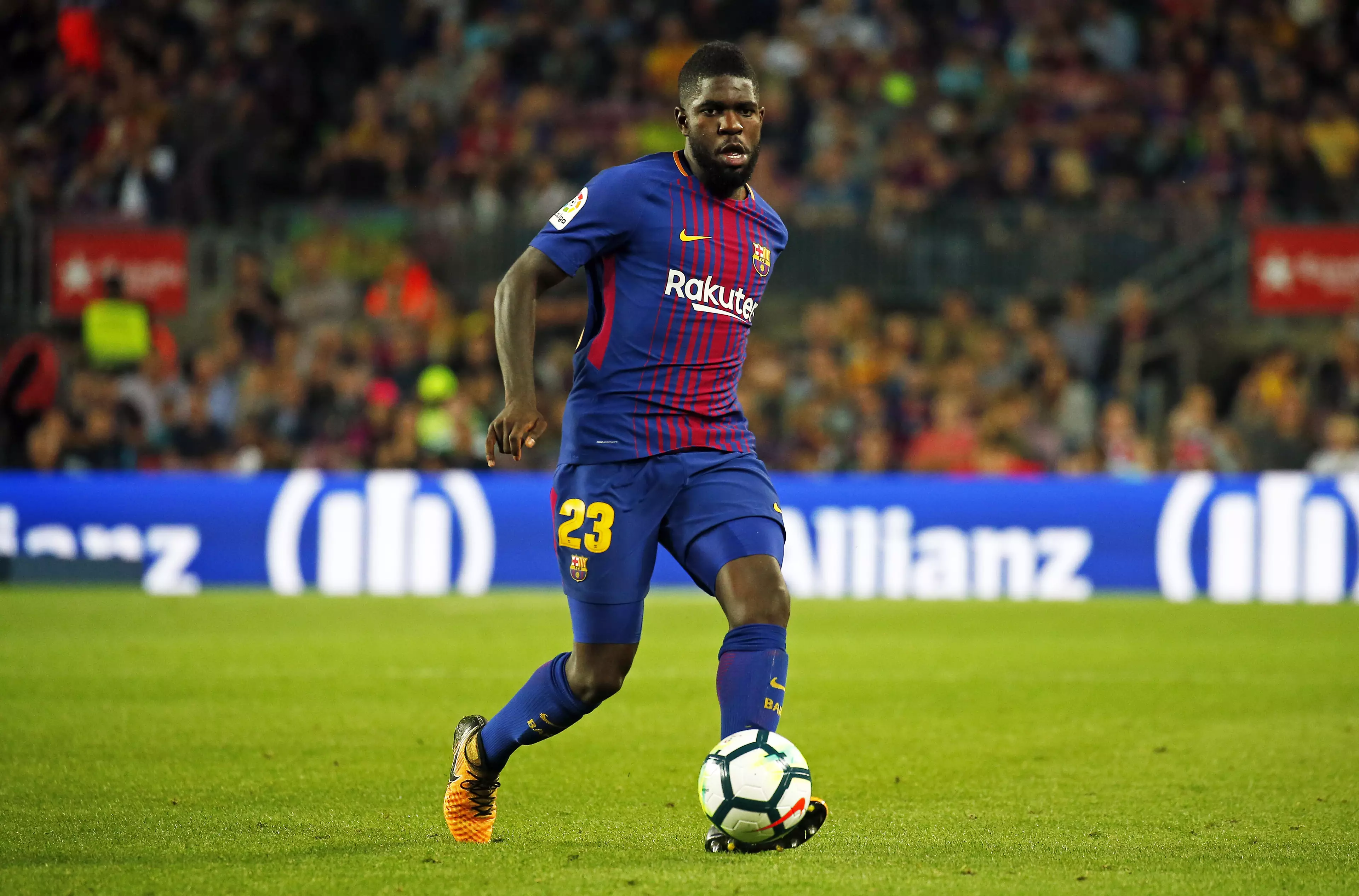 Umtiti in action for Barcelona. Image: PA