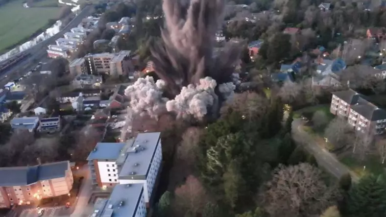 Drone Captures Incredible Moment World War 2 Bomb Is Blown Up In Exeter