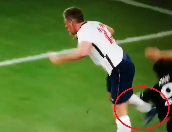 Footage appeared to show Carragher's foot making contact with Cetinay's chest.